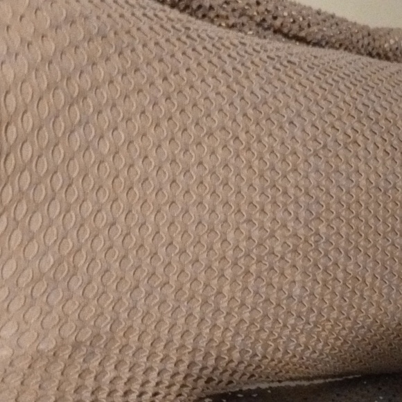 LOVE HAPPY DRESS MADE IN ITALY. INTRICATE LACE OVERLAY & OPEN NET ACCENTS LG.TAN - Picture 5 of 11